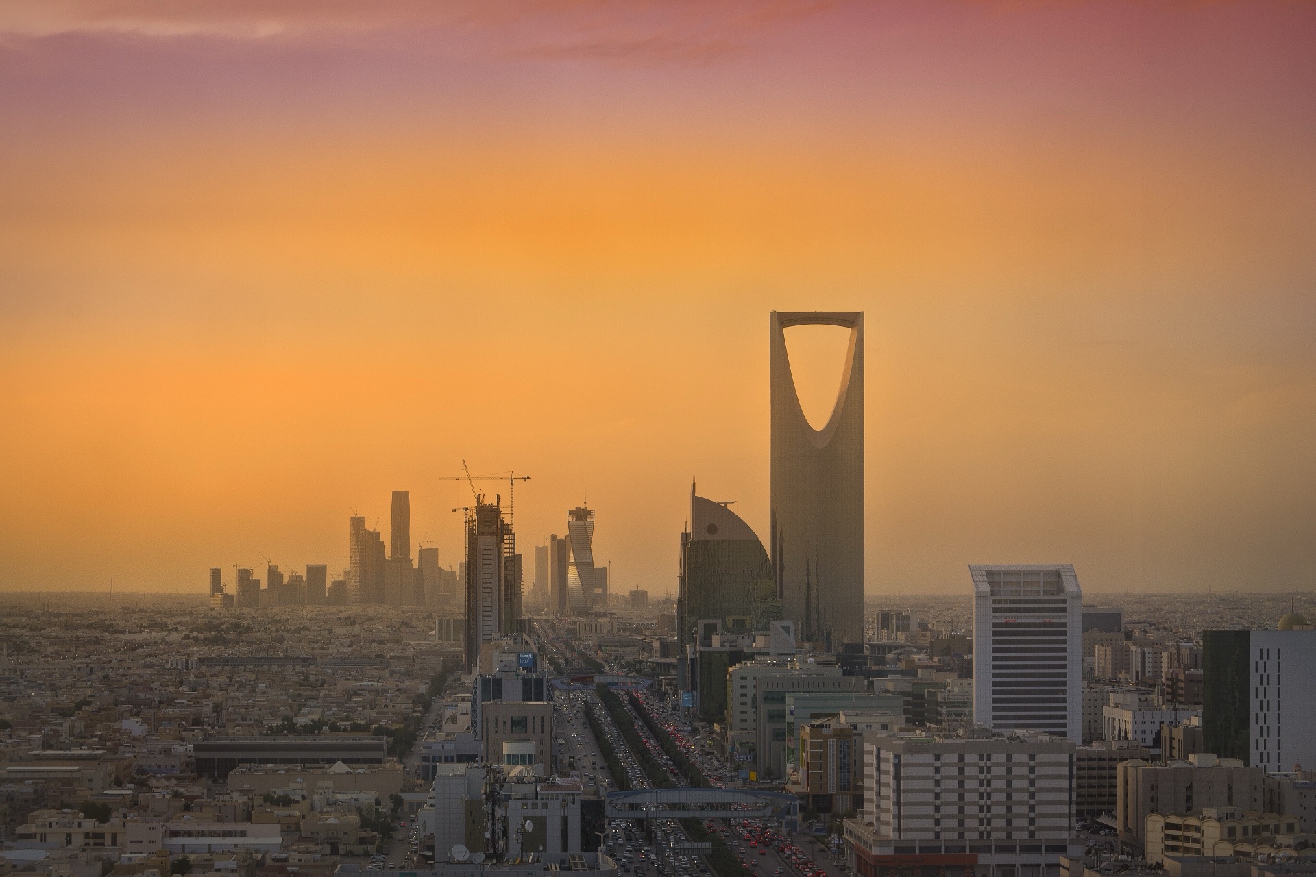 Riyadh skyline at sunset